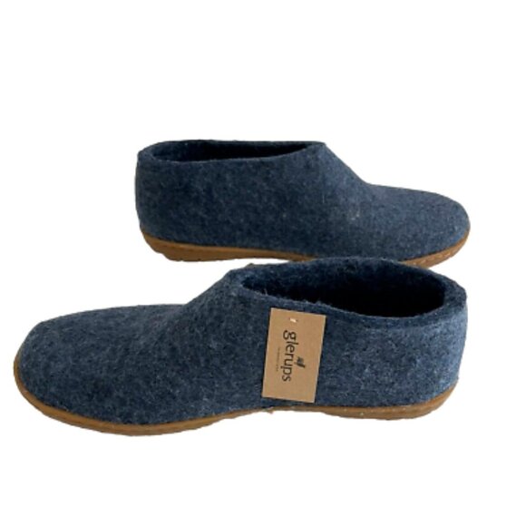 Glerups Wool Shoes Natural Rubber Sole Denim Blue Wool Womens 9 NWOB - Picture 1 of 4